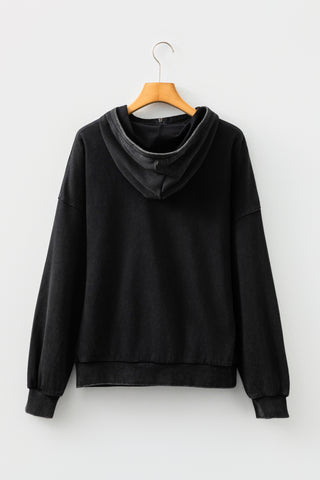 Canton Half Zip Kangaroo Pocket Mineral Wash Baggy Hoodie