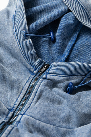 Canton Half Zip Kangaroo Pocket Mineral Wash Baggy Hoodie