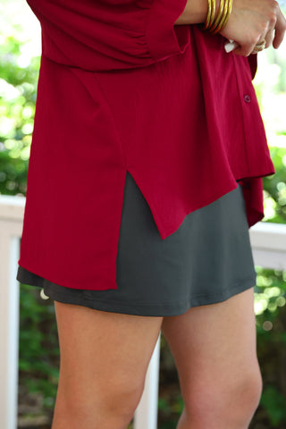 PREORDER- Sloane Button Up Top- Burgundy