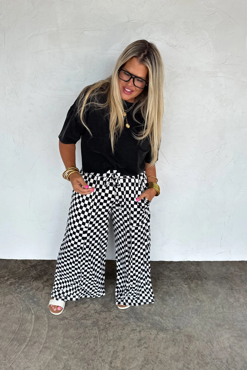 Preorder Haddie Wide Leg Checkered Pants