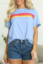 Bonbon Striped Patch Front Casual Tee