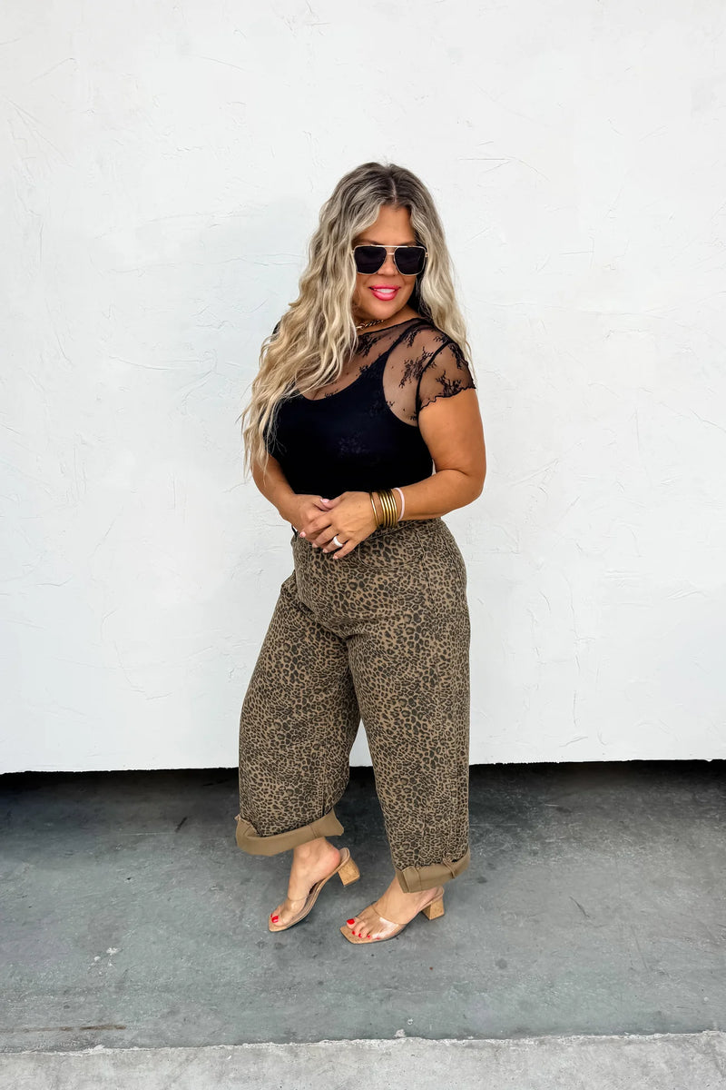 PREORDER Becky Leopard Barrel Jeans