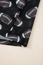 Black Game Day Rugby Mesh Sheer Long Sleeve Top