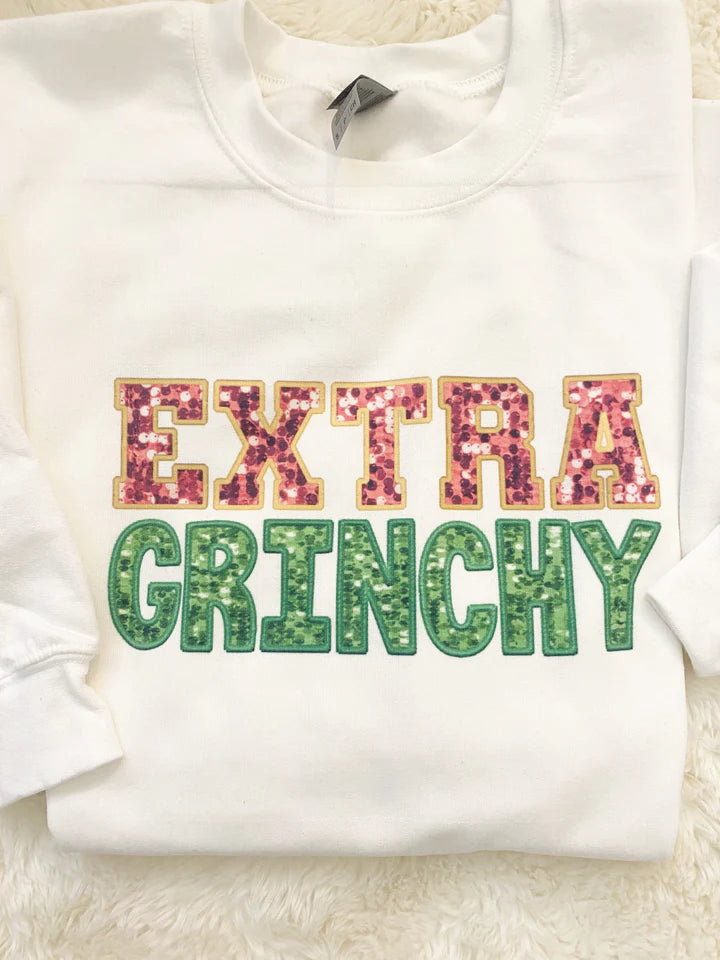 Extra Grinchy Faux Sequin Sweatshirt