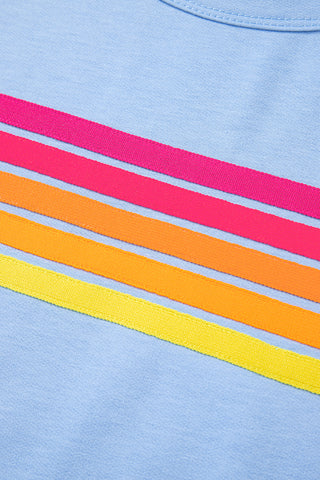 Bonbon Striped Patch Front Casual Tee