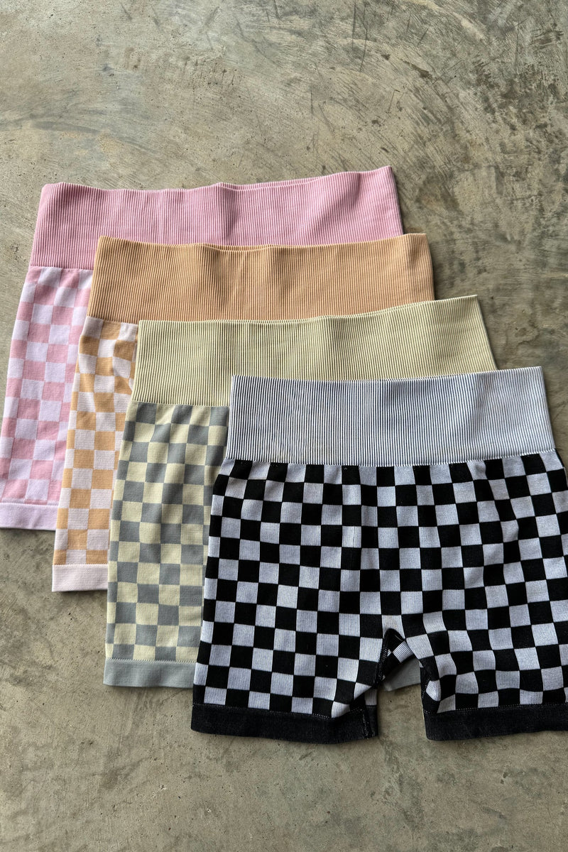 PREORDER- CHECKER BRA & BIKER SHORT SET
