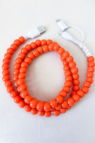 Orange Beaded Cord Phone Charger