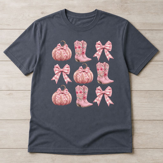 Pink Cowgirl Fall Boots Graphic Tee