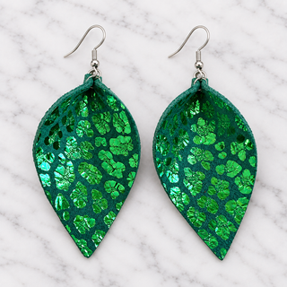 Green Leopard Foil Earring