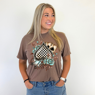 Checkered Spades and Cards Graphic Tee