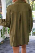 PREORDER-Sloane Button Up Top- Olive