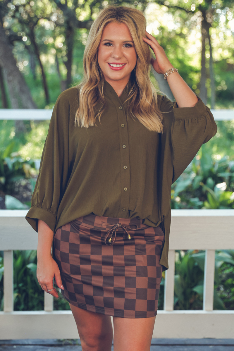 PREORDER- Chocolate Checkered Skort
