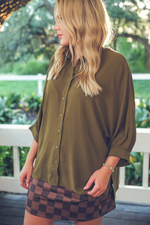 PREORDER-Sloane Button Up Top- Olive