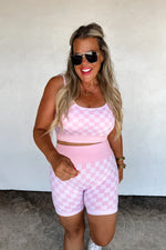 PREORDER- CHECKER BRA & BIKER SHORT SET