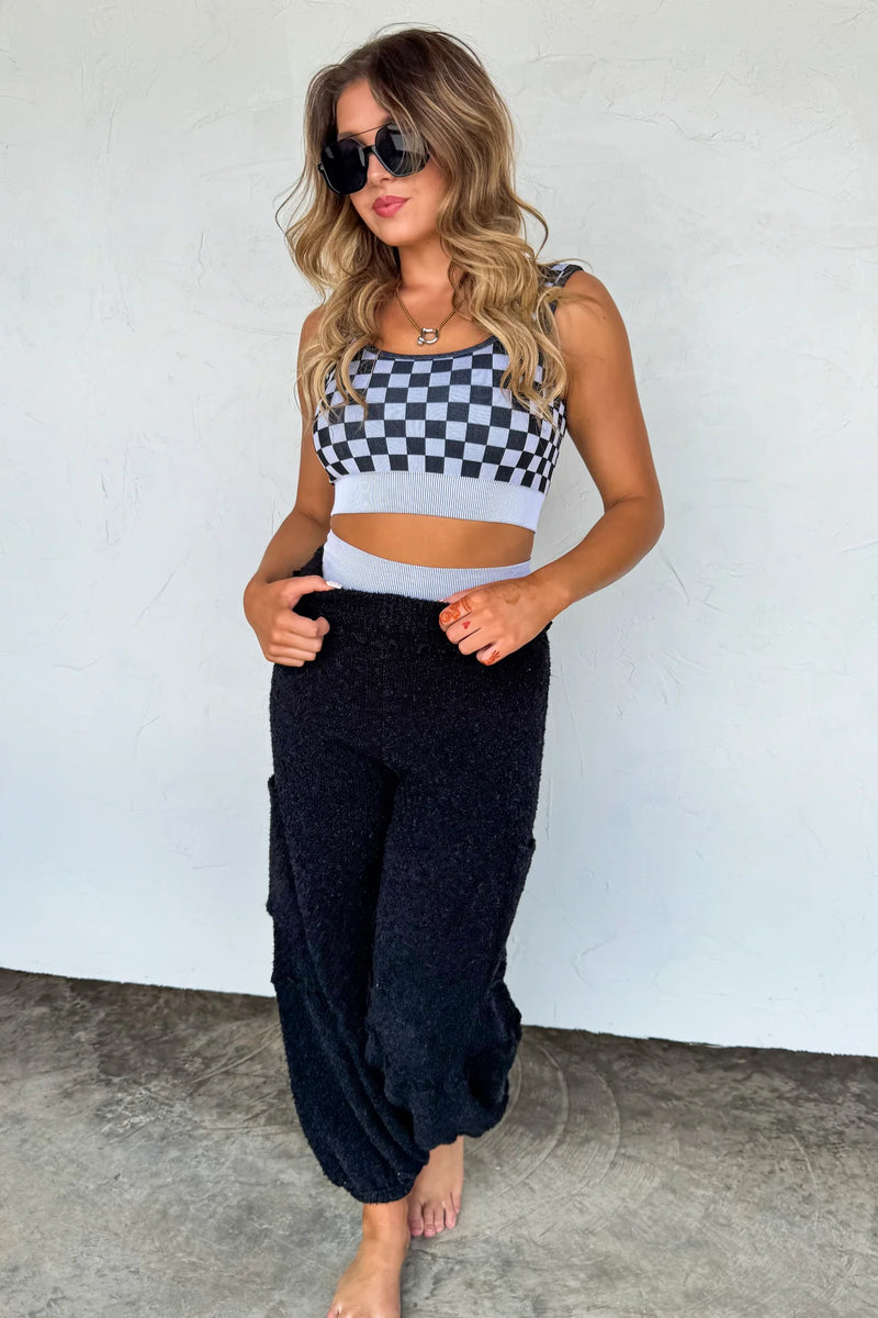 PREORDER- CHECKER BRA & BIKER SHORT SET