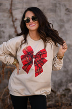 Plaid Christmas Bow Sweatshirt / Tee