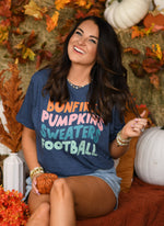 Bonfires Pumpkins Sweaters Football Tee