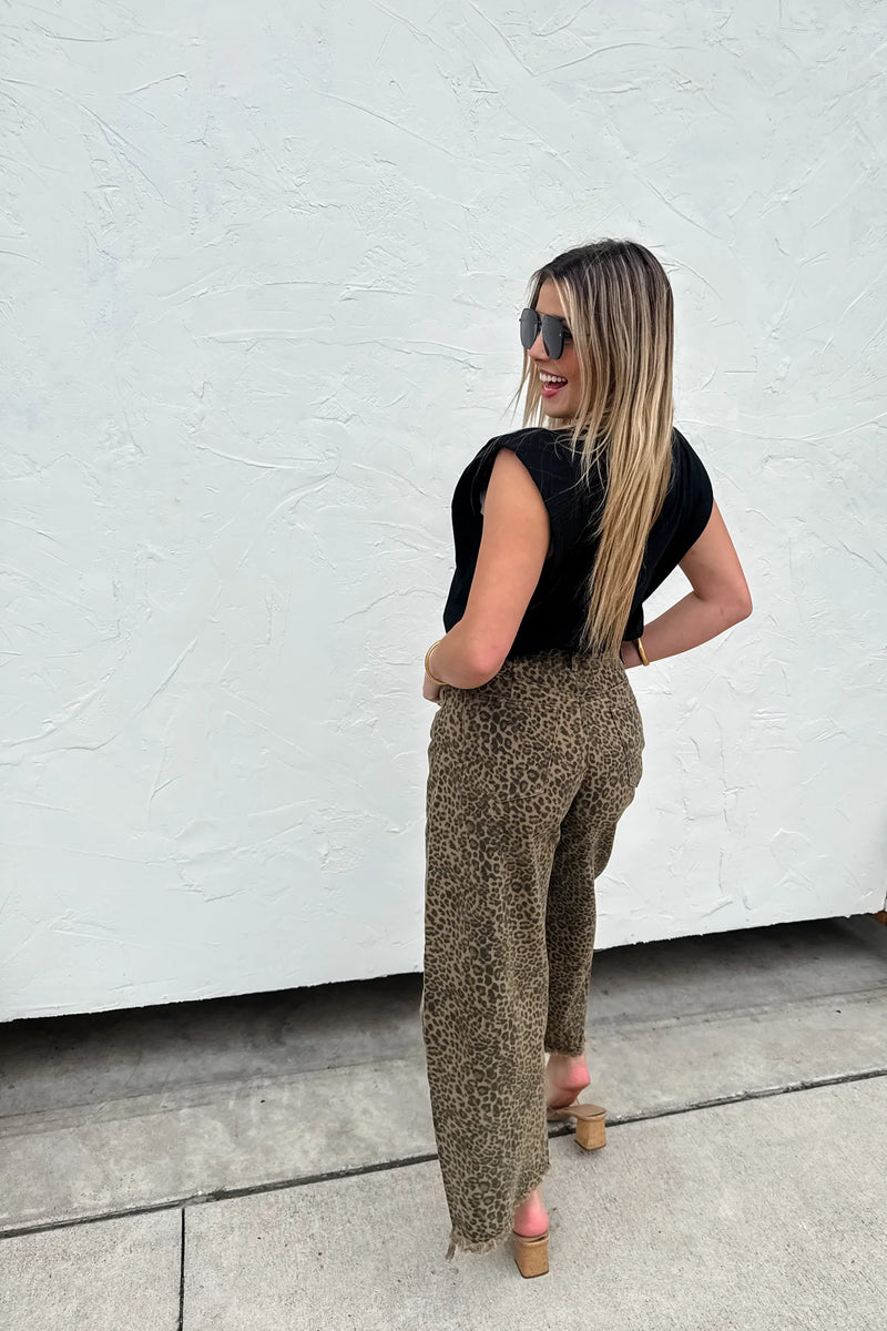 PREORDER Becky Leopard Barrel Jeans