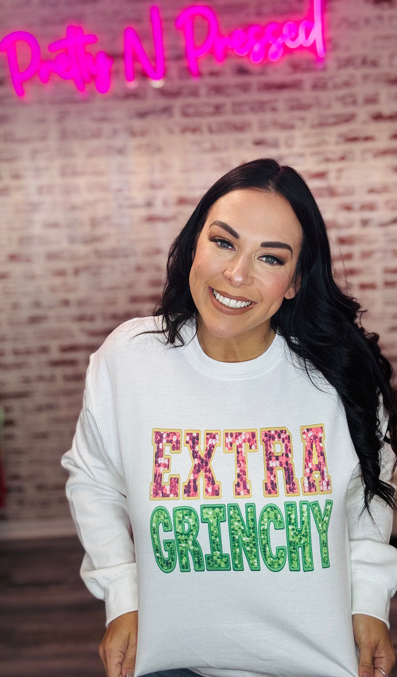 Extra Grinchy Faux Sequin Sweatshirt