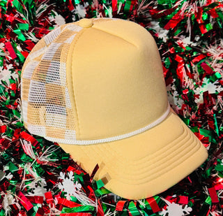 **SALE** RTS Tan Checkered Trucker Hat