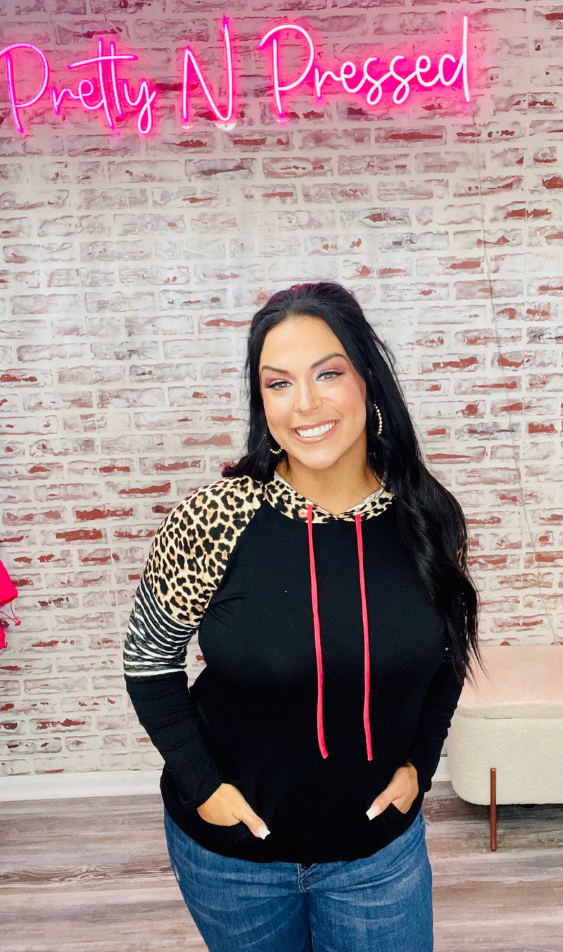 Striped Leopard Light Hoodie
