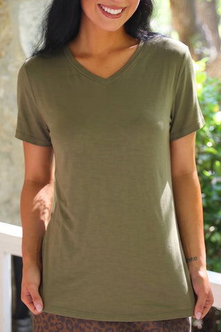 PREORDER- Jess Lea Basic Tee- Olive