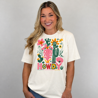 Howdy Cactus and Flowers Graphic Tee