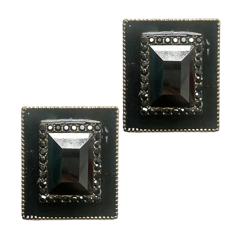 Black Rectangular Earrings