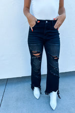 Blaken Distressed Cropped Black