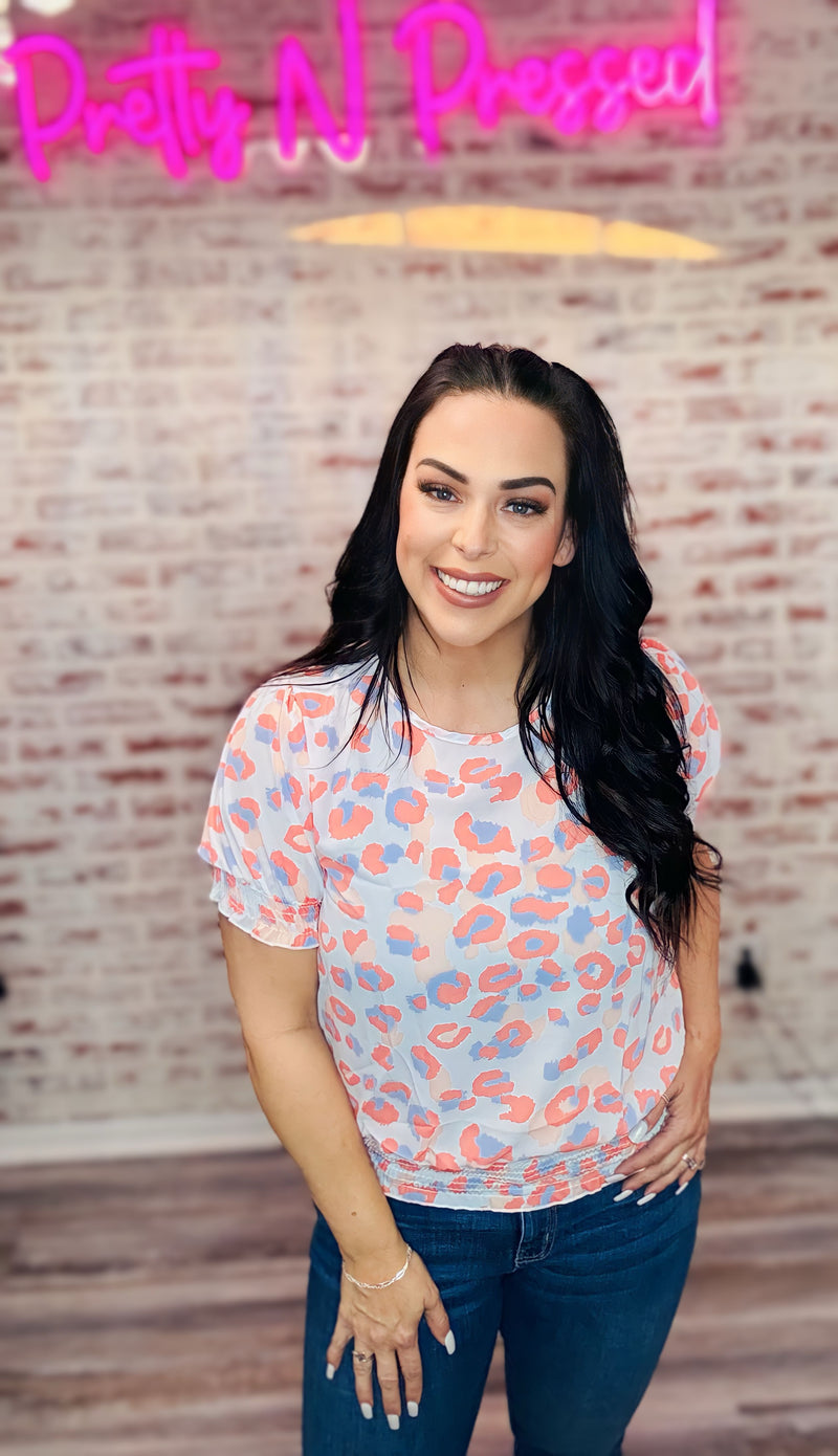 Multi Pastel Leopard Top