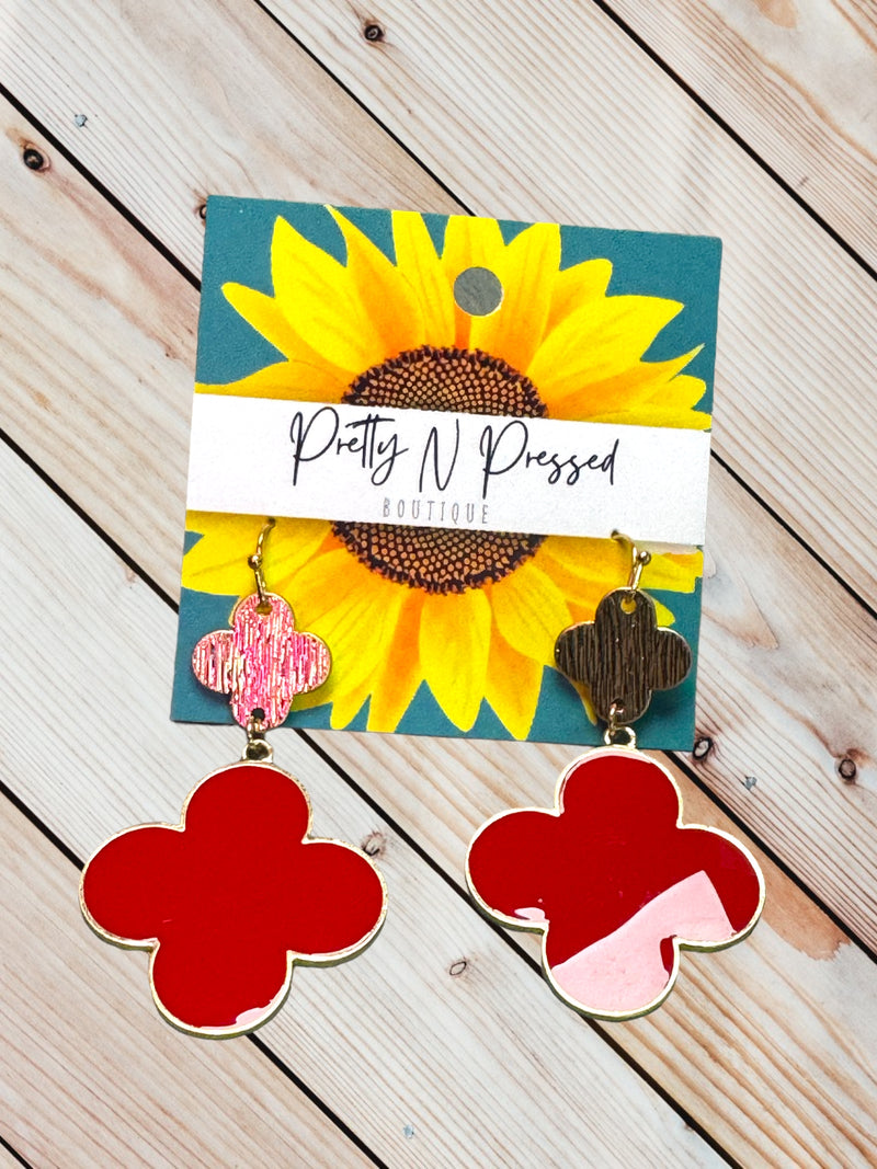 Red Clover Drop Earrings