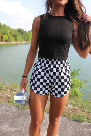 Bestest Black Checkered Shorts