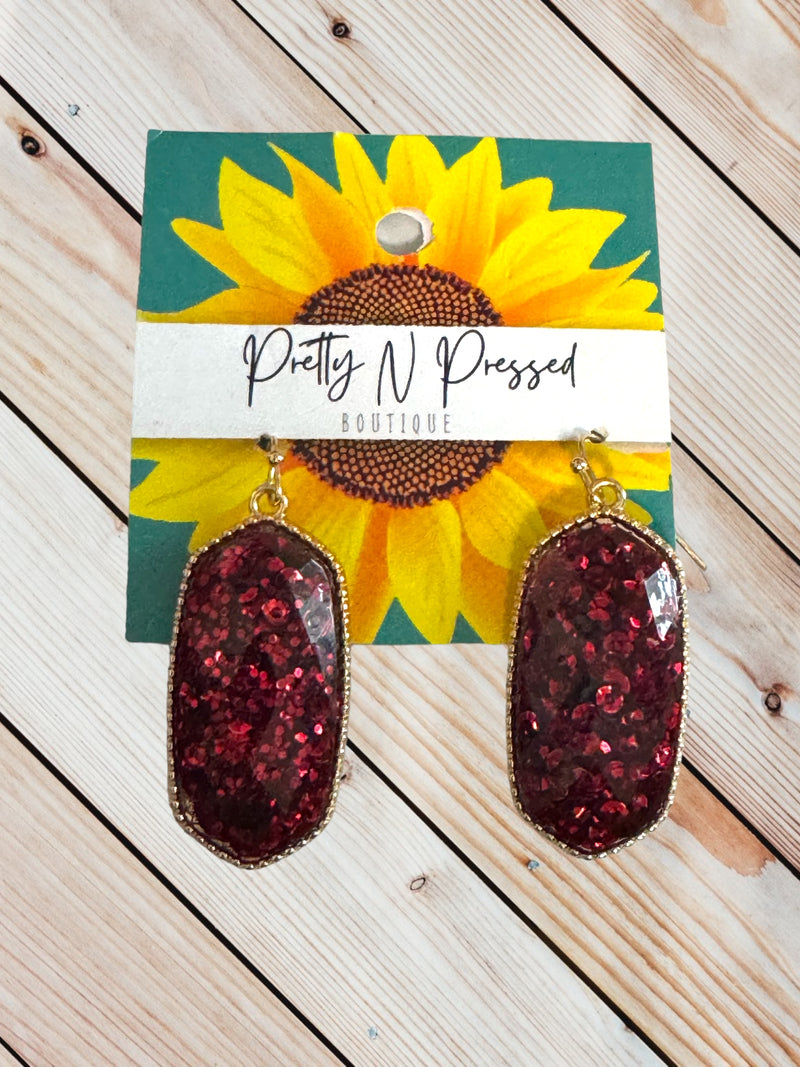 Red Glitter Drop Earrings