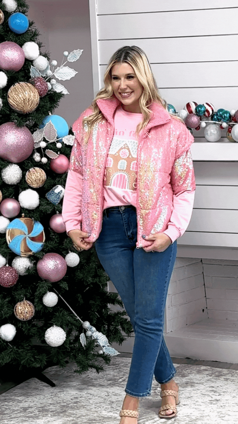 Sequin Puffer Vest