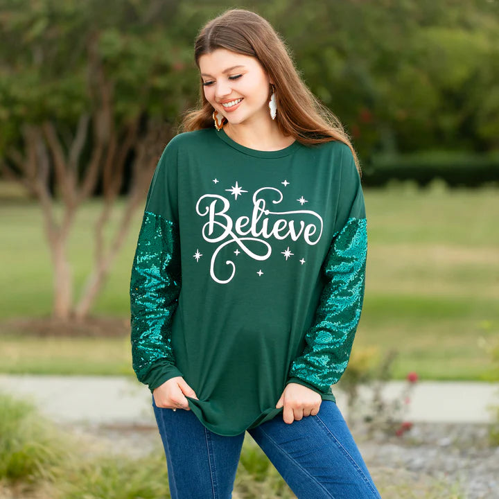 Believe Sequin Shoulder Top