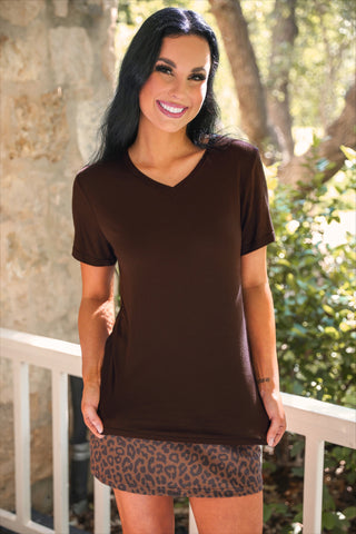 PREORDER- Jess Lea Basic Tee- Chocolate