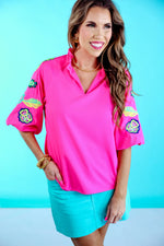Daphne Embroidered Pink Top