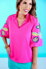 Daphne Embroidered Pink Top