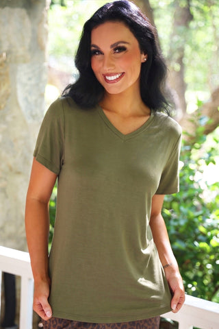 PREORDER- Jess Lea Basic Tee- Olive