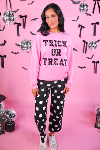 PREORDER- Just Vibing Denim Pants- After Dark Polka Dot