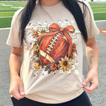 Checkered Floral Football with Bow Graphic Tee