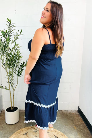 Bold & Sassy Navy Ric Rac Maxi Dress