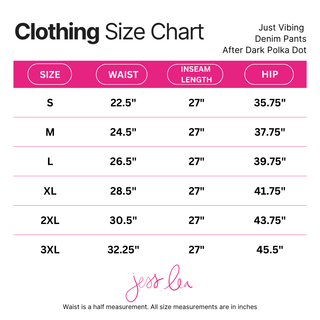 PREORDER- Just Vibing Denim Pants- After Dark Polka Dot