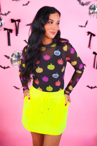 PREORDER- Kate Mesh Top- Pumpkin Pop