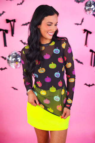 PREORDER- Kate Mesh Top- Pumpkin Pop