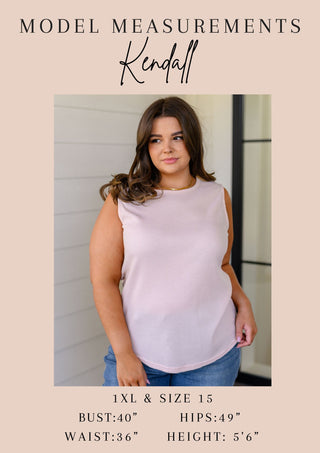 Supplier model Kendall reference card showing body measurements and usual clothing sizes, not product measurements.