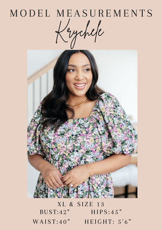 Supplier model Krychele reference card showing body measurements and usual clothing sizes, not product measurements.