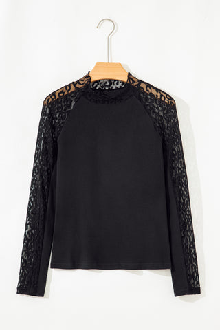 Mesh Inlay Leopard Top