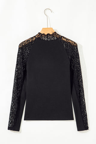 Mesh Inlay Leopard Top
