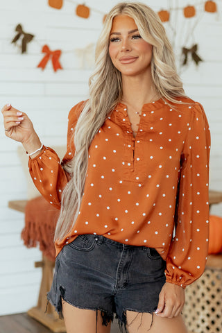 Rust Polka Dot Silky Top